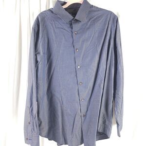 Hart Schaffner Marx‎ Blue Geometric Dress Shirt Mens XL Long Sleeve